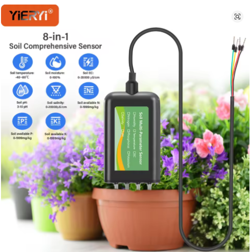 Soil Sensor 8in1 Modbus RTU RS485 – Alat Ukur pH EC NPK Suhu & Kelembaban Tanah