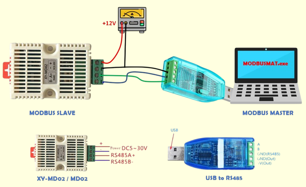 Cara Test Komunikasi Modbus Sensor XY-MD02 Baca Suhu & Humidity Tanpa ...